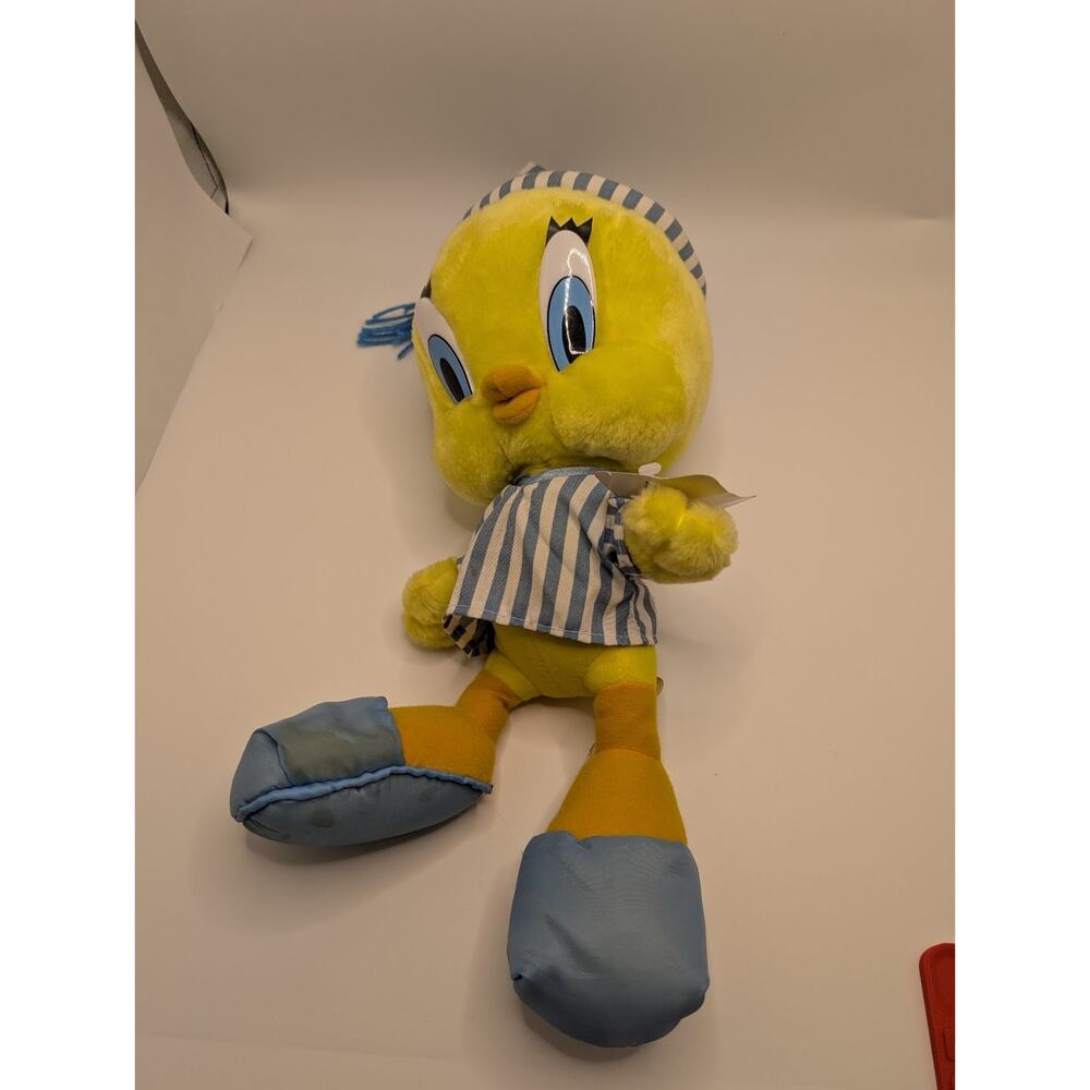 Ace Looney Tunes Tweety Bird Plush Blue Striped Pajamas Vintage 19in